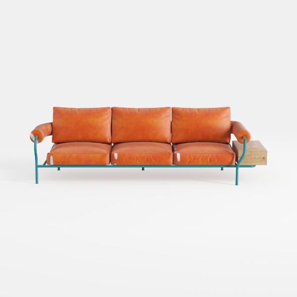 Valencia Varese 90&quot; Full Leather Couch Cognac Tan 