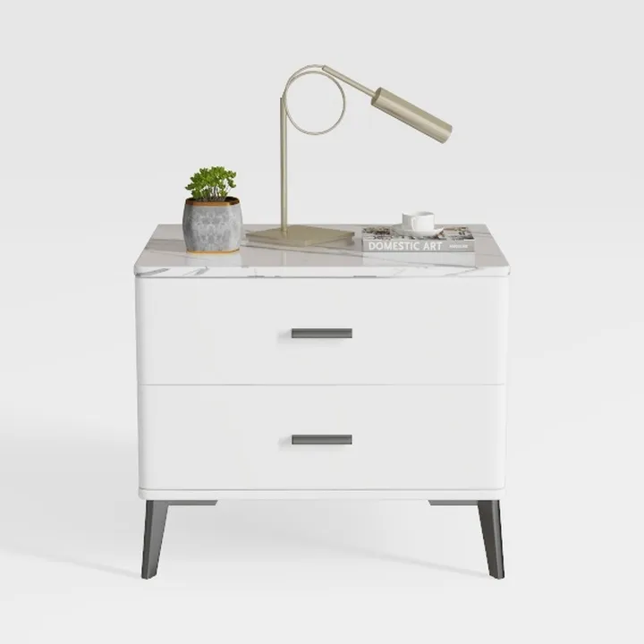 Functional White 2-Drawer Nightstand with Smooth