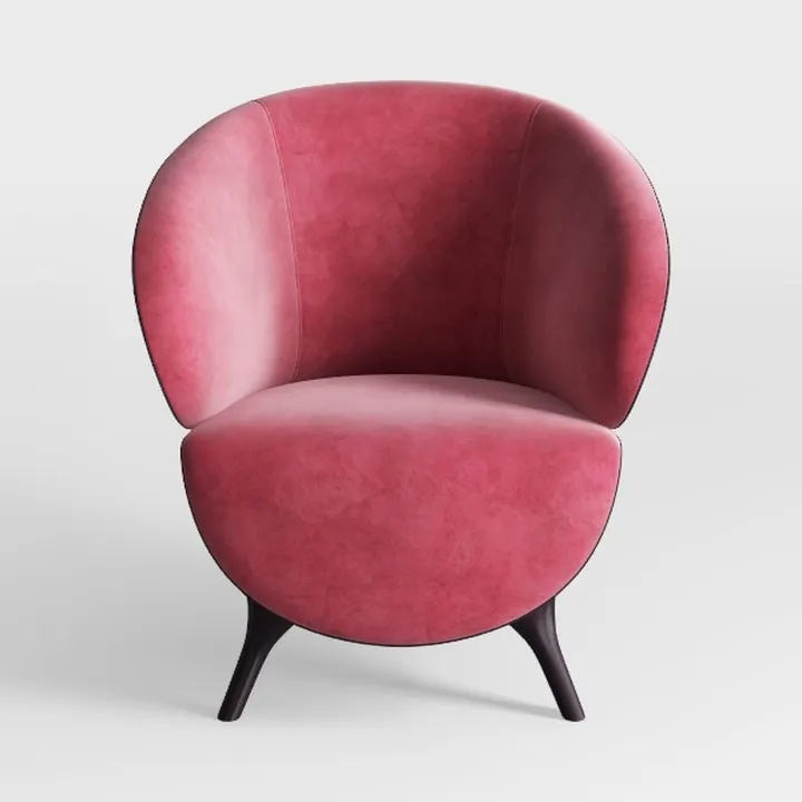 Modern Pink Velvet Upholstered Accent Armchair 3D Model