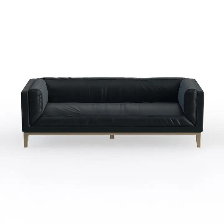 Modern Black Leather Wood Frame Sofa 3D Model