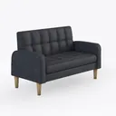 Minimalist Dark Fabric Tufted Loveseat Sofa 3D Model Right 45 Degree View