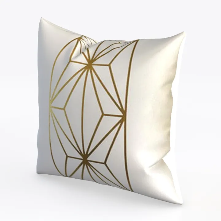 Minimalist Gold Geometric Print Fabric Throw Pillow 3D Model