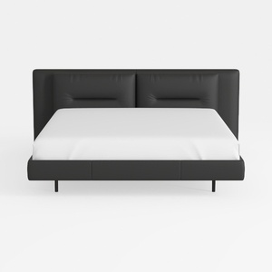 vidaXL Full-Size Bed Frame & Headboard in Black Fa