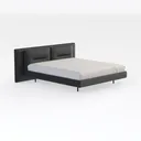 vidaXL Full-Size Bed Frame & Headboard in Black Fa Right 45 Degree View
