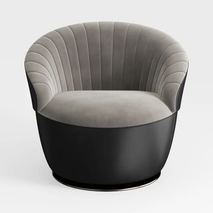 Modern Velvet Leather Channel Tufted Swivel Accent Chair 3D Model