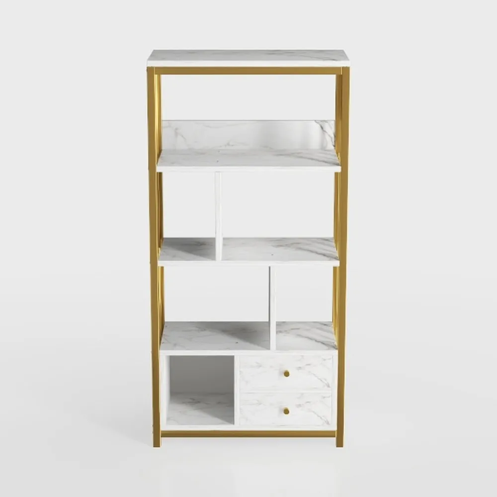 Tangkula 4-Tier Ladder Shelf with 2 Drawers, 52.5"