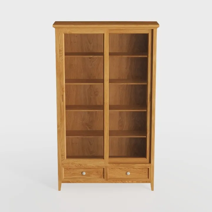 Wooden Multi-Shelf Bookcase with Farmhouse Design