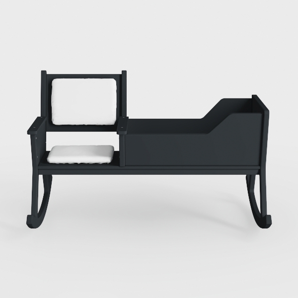 IKEA POÄNG - Sedia a dondolo, colore: nero/marrone/grigio scuro