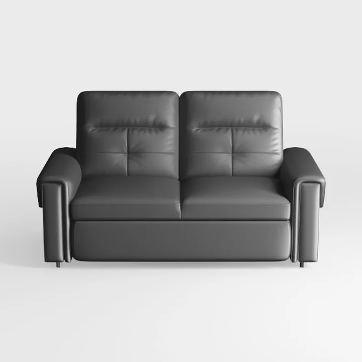 Modern Black Leather Loveseat Sofa 3D Model