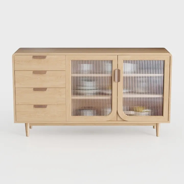 OKD Fluted Wine Bar Cabinet for Liquor, 60" Modern
