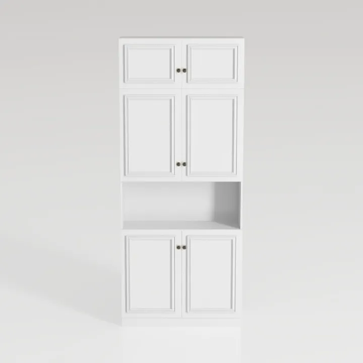 Minimalist White Solid Wood Freestanding Storage Cabinet 3D Model