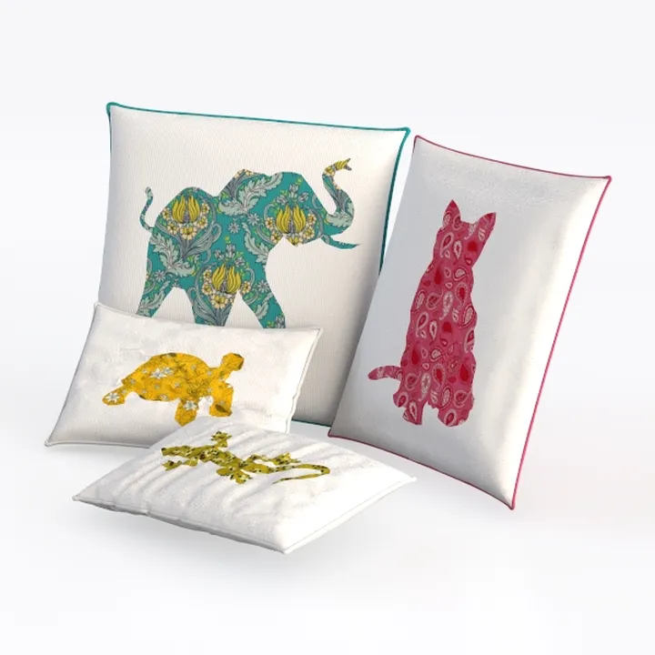 Bohemian Animal Print Fabric Throw Pillows 3D Model