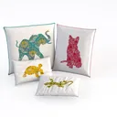 Bohemian Animal Print Fabric Throw Pillows 3D Model Right 45 Degree View