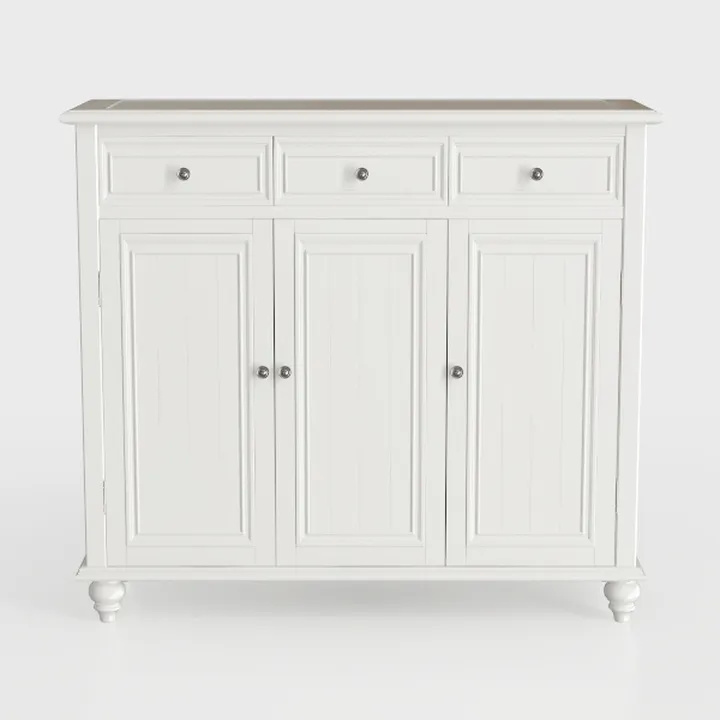 Modern Minimalist White Solid Wood Storage Cabinet 3D Model