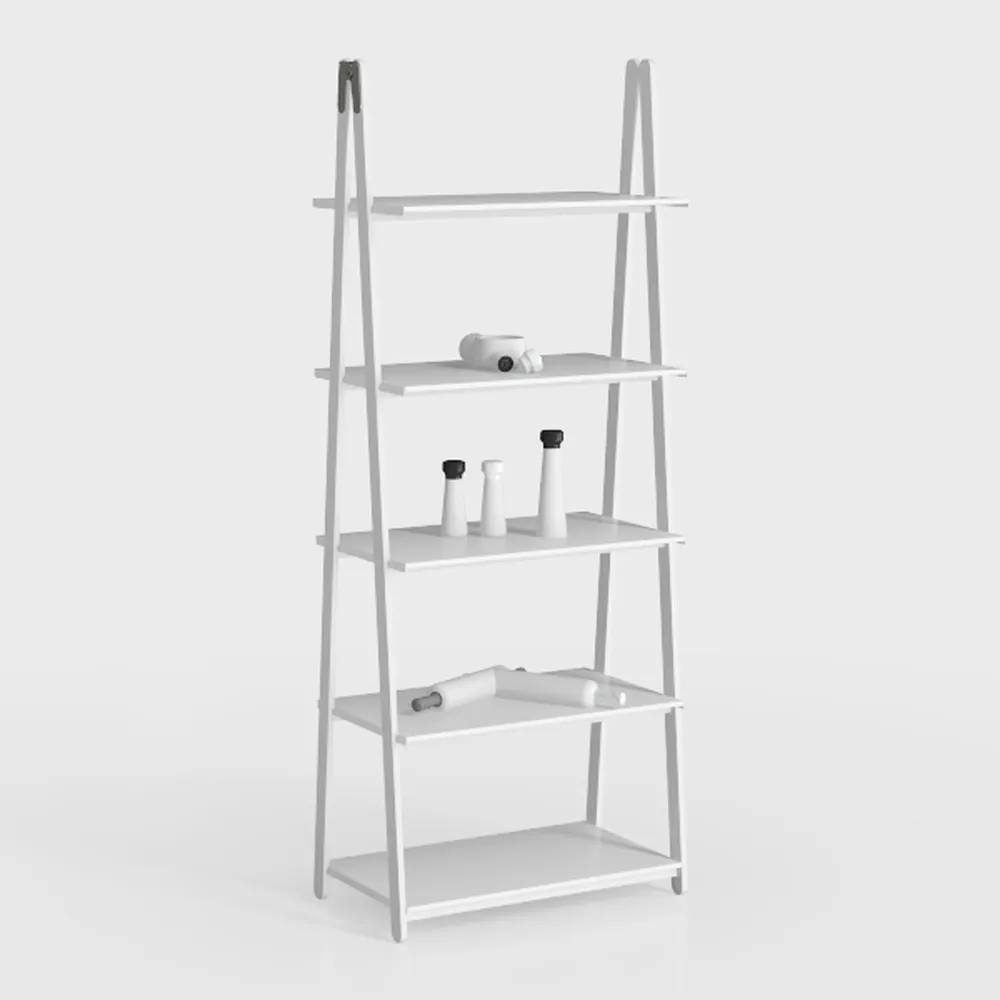 HSH 4 Tier White Bookshelf, Modern 4 Shelf Etagere