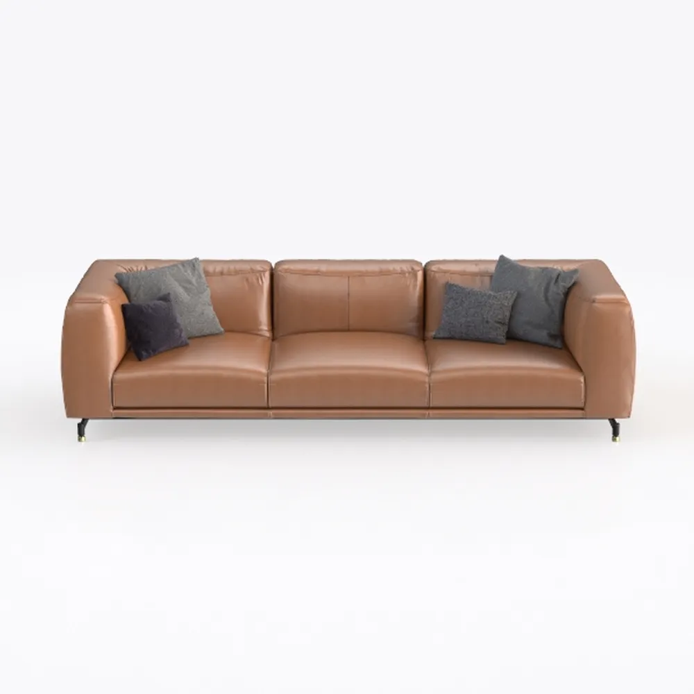 Valencia Jasper 85" Cognac Tan Brown 3 Seater Full