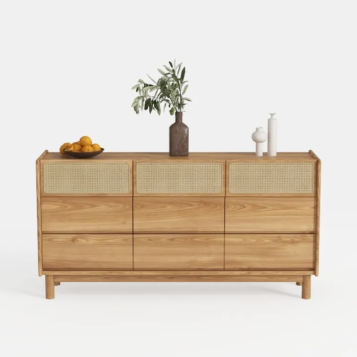 Anmytek 2pcs 3 Drawer Dresser for Bedroom, Rattan