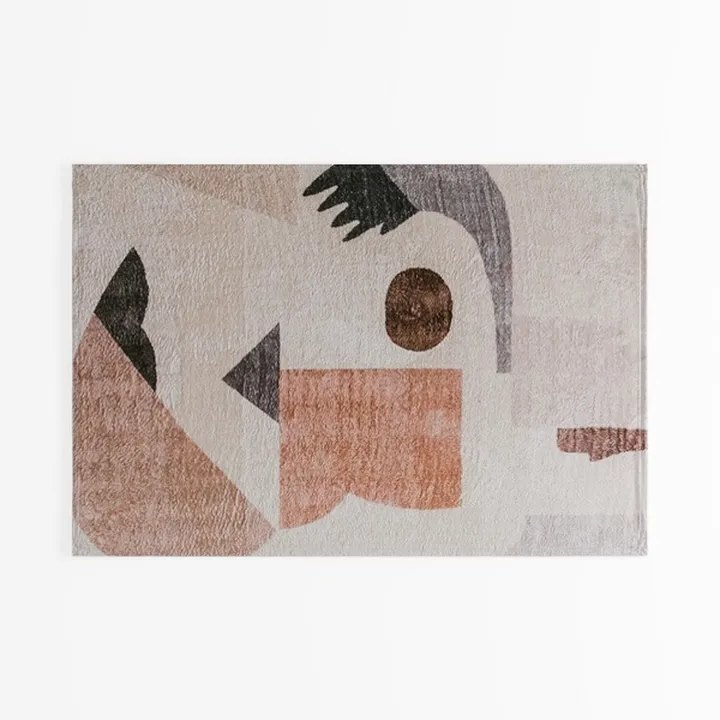 Minimalist Abstract Pattern Neutral Tone Area Rug 3D Model