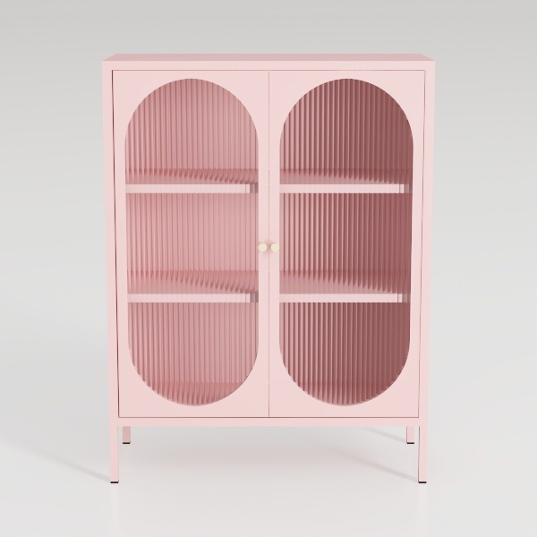 Small 2 Transparent Door Metal Storage Side Buffet