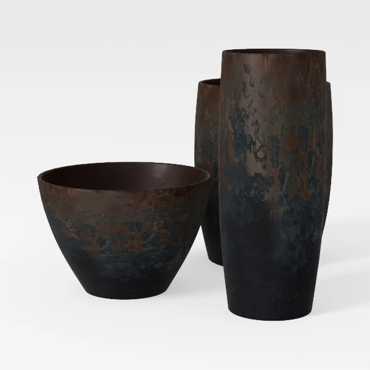 Black Rustic Ceramic Vase Vintage Large Vases, 13.