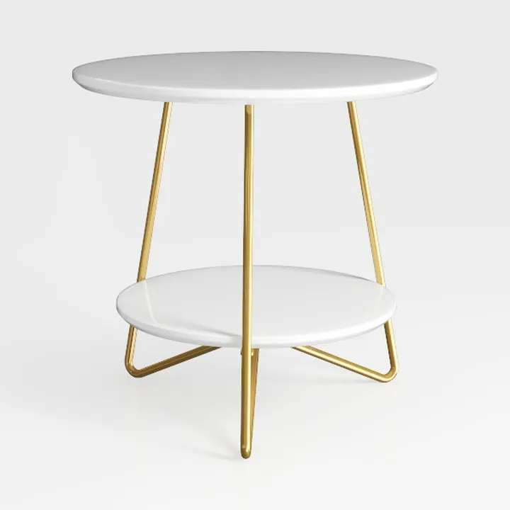 LITTLE TREE 2 Tier Faux Marble End Table Round