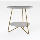 LITTLE TREE 2 Tier Faux Marble End Table Round Right 45 Degree View