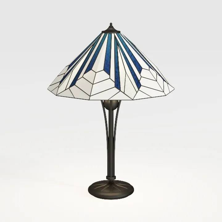 Art Deco Stained Glass Metal Table Lamp 3D Model