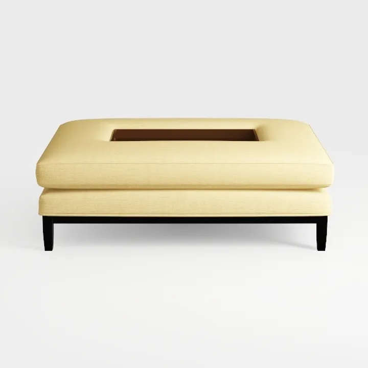 Minimalist Fabric Upholstered Rectangular Ottoman with Tray Insert 3D Model