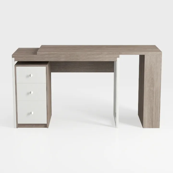 Modern Minimalist Solid Wood Metal Office Desk With Drawers 3D Model