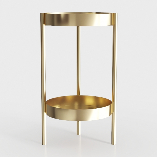 Tebery 2 Tier Gold Side Table, Metal Round End 