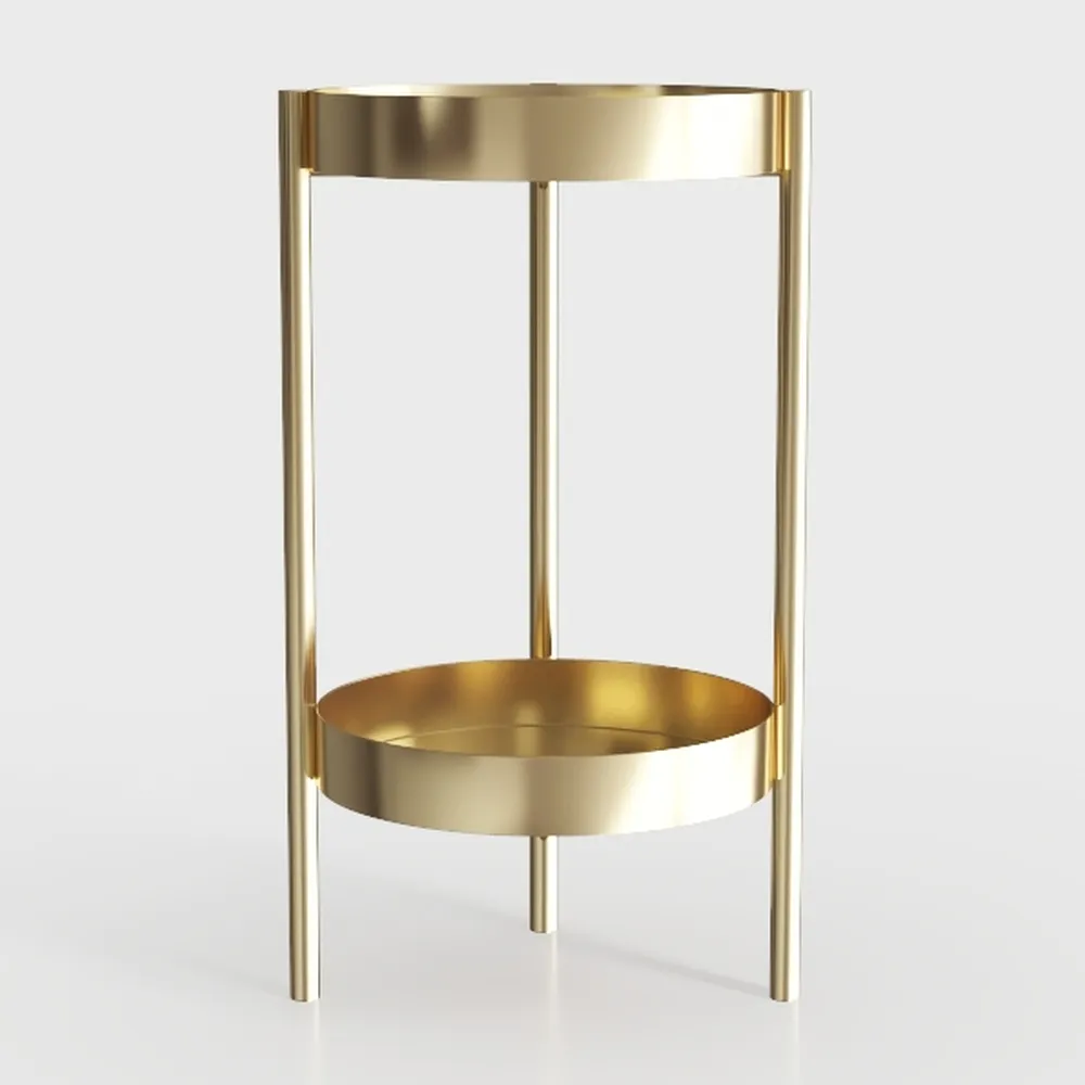Tebery 2 Tier Gold Side Table, Metal Round End 