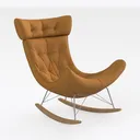 Modern Fabric Tufted Rocking Chair with Solid Wood Base 3D Model Right 45 Degree View
