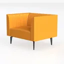 Leather Upholstered Accent Chair Cushion Seat Back Left 45 Degree View