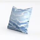Nautical Outdoor Pillow Covers, Navy Blue Seashell Left 45 Degree View