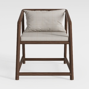 Minimalist Solid Walnut Wood Fabric Armchair 3D Model