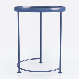 Modern Minimalist Navy Blue Metal Round Side Table 3D Model