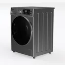 Stainless Steel Front Loading Washing Machine 3D Model Left 45 Degree View