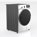Stainless Steel Front Loading Washing Machine 3D Model Right 45 Degree View