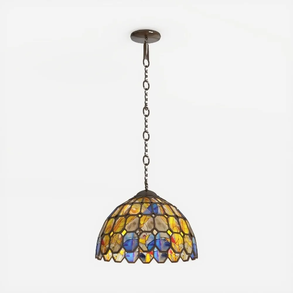 Tiffany Pendant Light Rose Flower Stained Glass