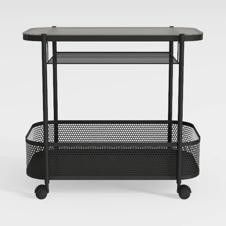 Modern Black Metal Rolling Kitchen Serving Cart 3D Model