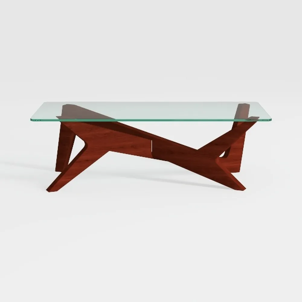 Honyee Morden Coffee Table, Tempered Glass Top Cof