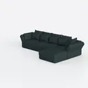 Minimalist Dark Fabric L-shaped Sectional Sofa 3D Model Left 45 Degree View
