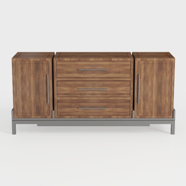 Baxton Studio Reid Oak Finished Wood Black Metal