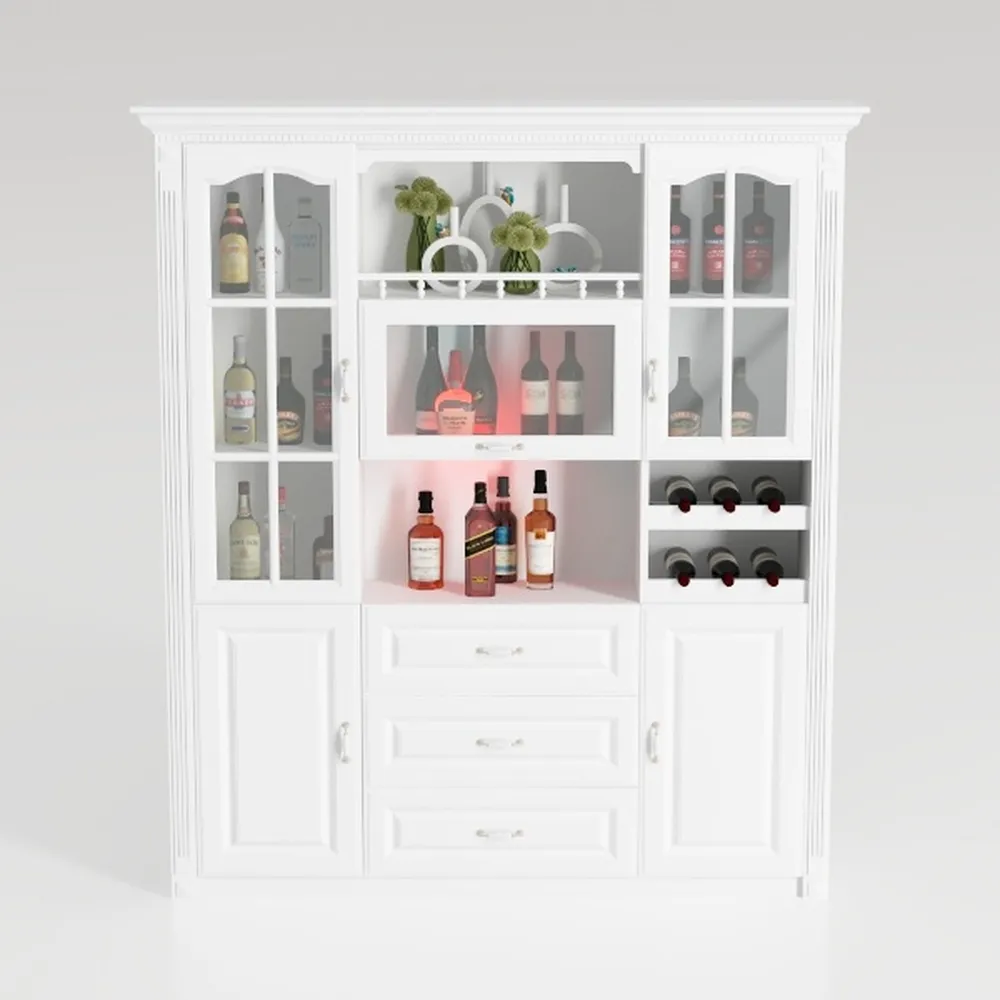 VOWNER Bookcase with Glass Doors & Drawers, 5 Tier