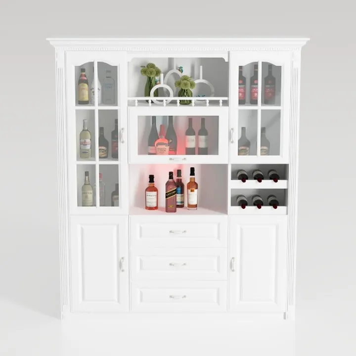 VOWNER Bookcase with Glass Doors & Drawers, 5 Tier
