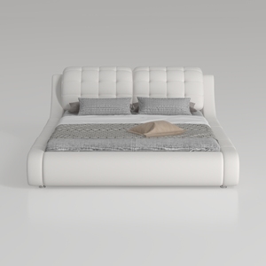 LSIGHTUS White Modern Full Size Bed Frame Leather 