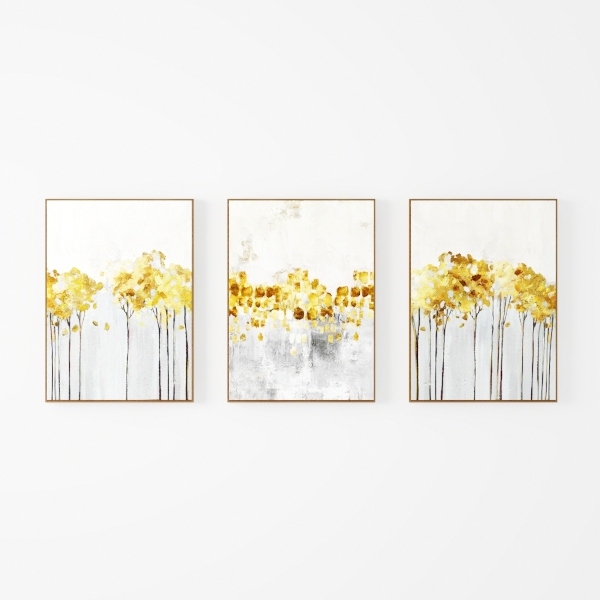 WENGTIAO 3Pcs Framed Colorful Wildflower Canvas