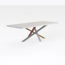 White Marble Top 94.4 in. Pedestal Extendable Dini Right 45 Degree View