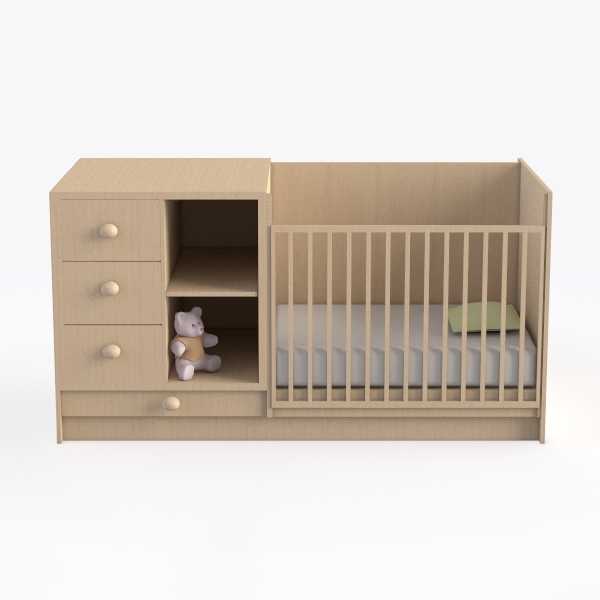 Remi White with Natural 4-in-1 Convertible Crib an