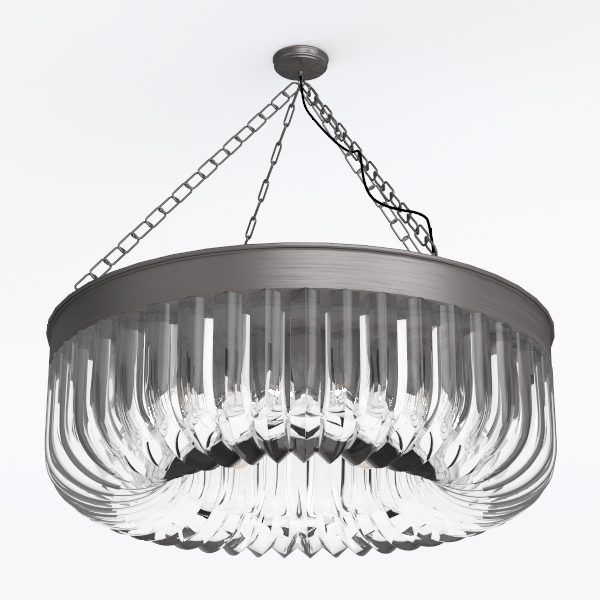 8-Lights Modern Matte Black 4-Tier Crystal Fringe